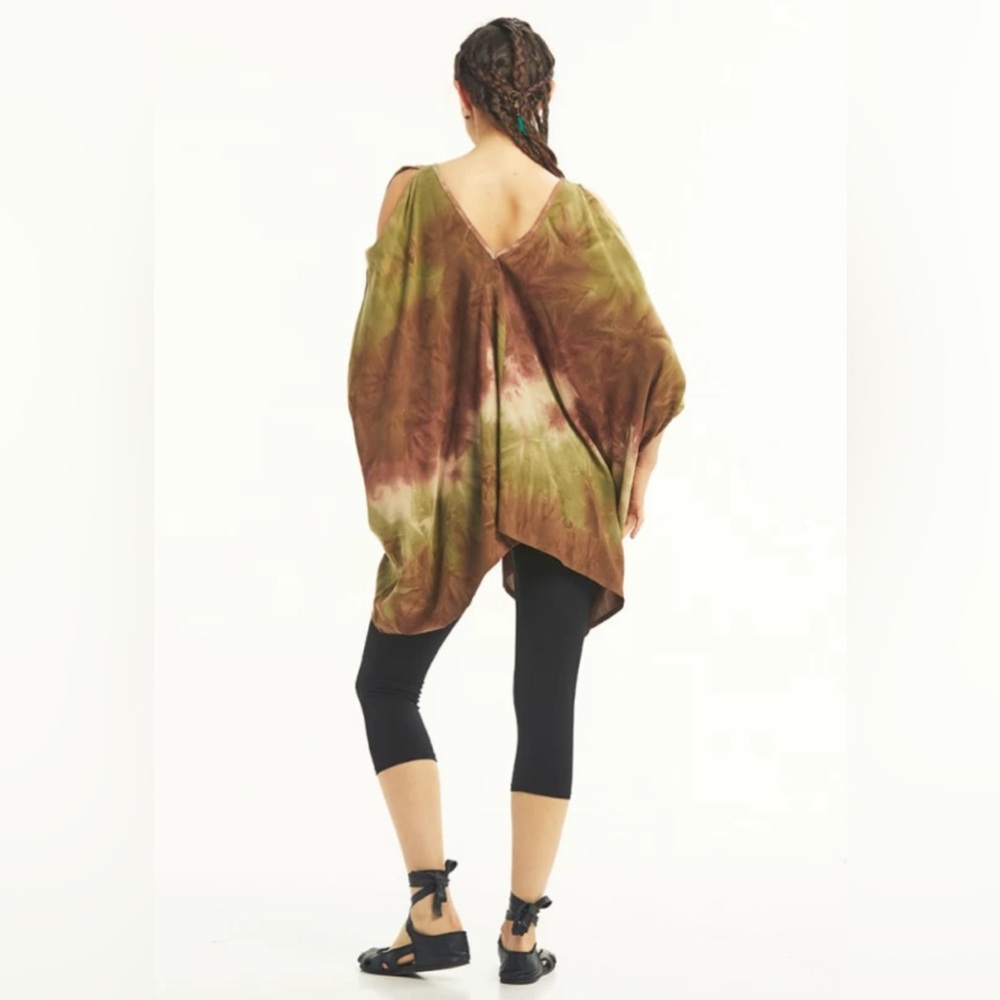 Organic Viscose Boho Kaftan Top Maternity & Postpartum Tie Dye Earth Tones M-XL - Picture 6 of 10